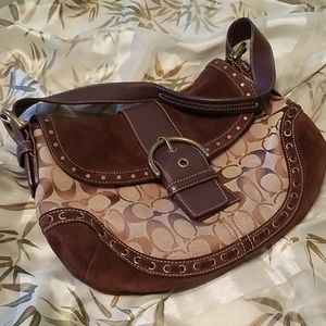 COACH SOHO signature suede flap Hobo